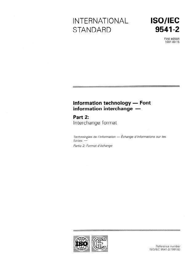 ISO/IEC 9541-2:1991 - Information technology -- Font information interchange