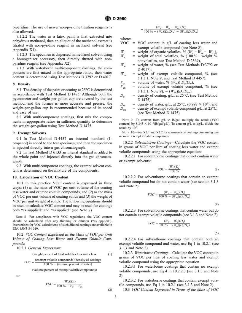 ASTM D3960-98 - Standard Practice for Determining Volatile Organic Compound (VOC) Content of Paints and Related Coatings