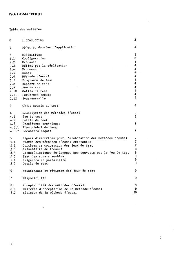 ISO/TR 9547:1988 ISO/TR 9547:1988 - Processeurs de langage de programmation -- Méthodes d'essai -- Lignes directrices pour leur élaboration et acceptabilité - Page 2 preview