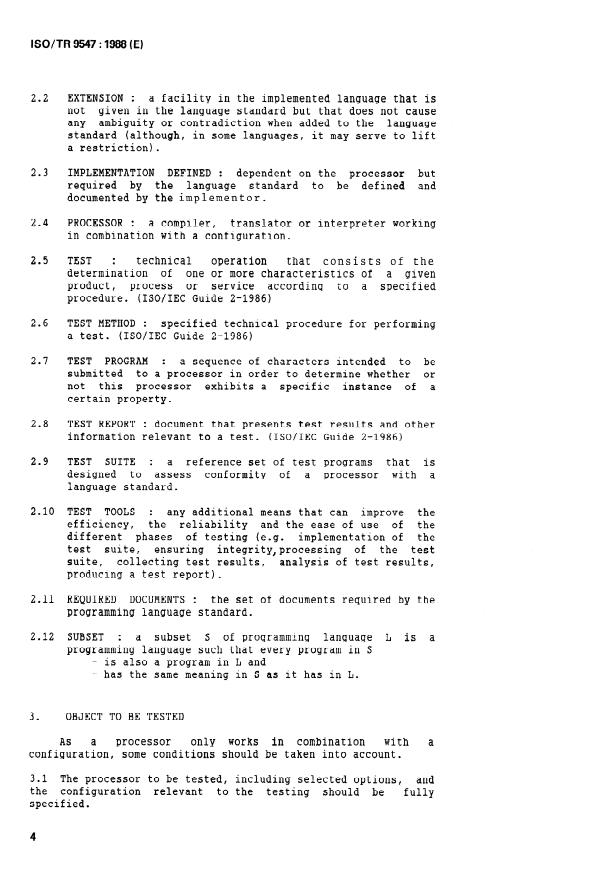 ISO/TR 9547:1988 ISO/TR 9547:1988 - Programming language processors -- Test methods -- Guidelines for their development and acceptability - Page 4 preview
