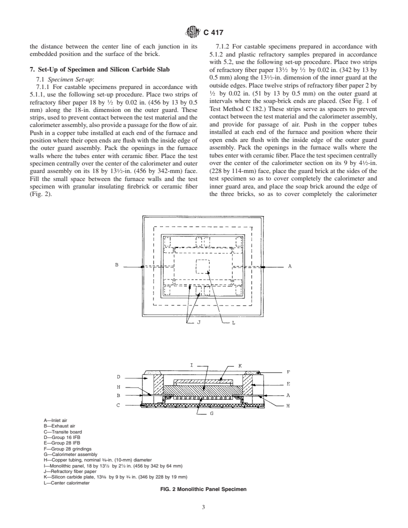 ASTM C417-93(1998) - Standard Test Method for Thermal Conductivity of Unfired Monolithic Refractories