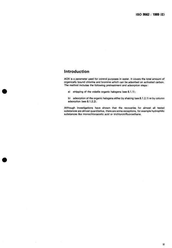 ISO 9562:1989 - Water quality -- Determination of adsorbable organic halogens (AOX)