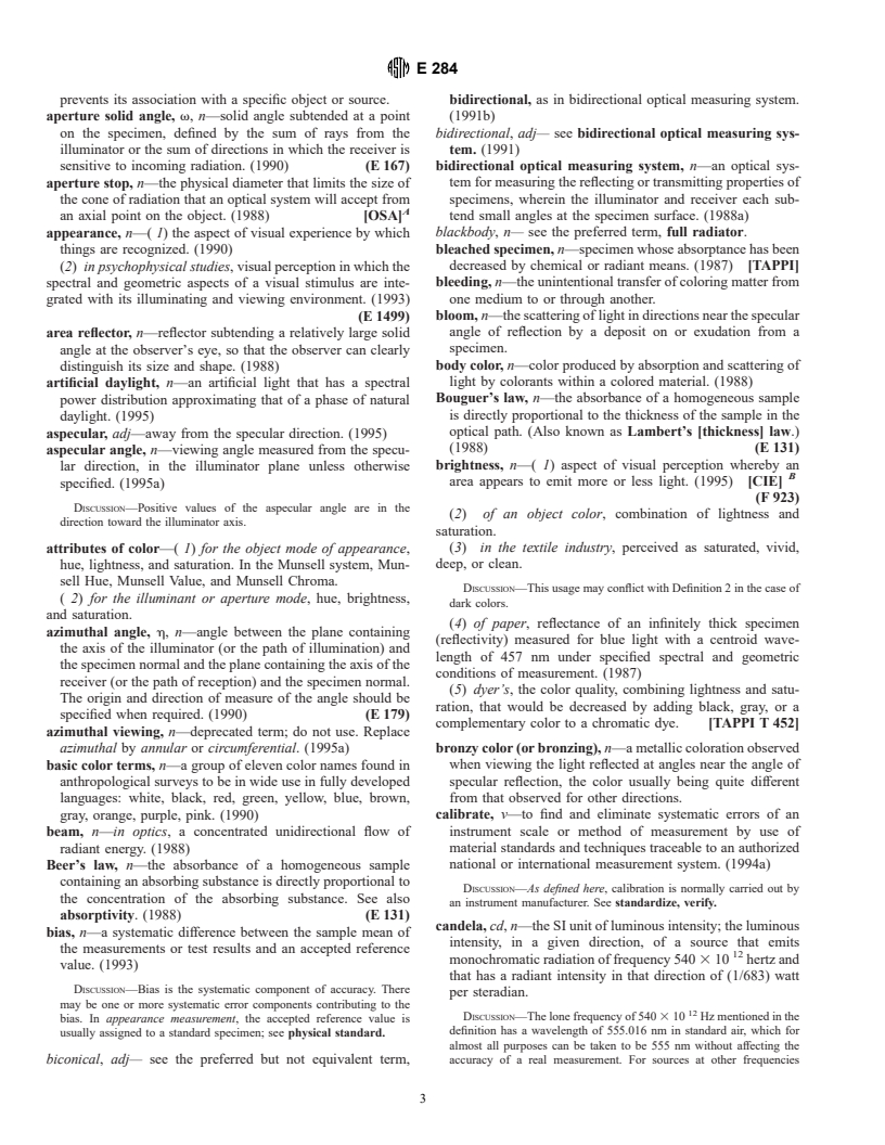 ASTM E284-99a - Standard Terminology of Appearance