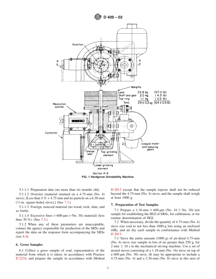 ASTM D409-02 - Standard Test Method for Grindability of Coal by the Hardgrove-Machine Method