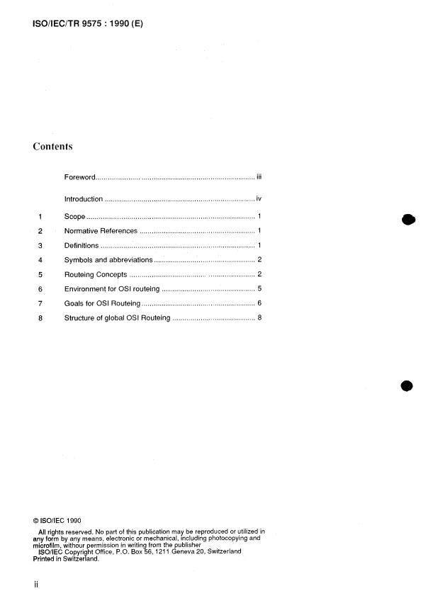 ISO/IEC TR 9575:1990 ISO/IEC TR 9575:1990 - Information technology -- Telecommunications and information exchange between systems -- OSI Routeing Framework - Page 2 preview