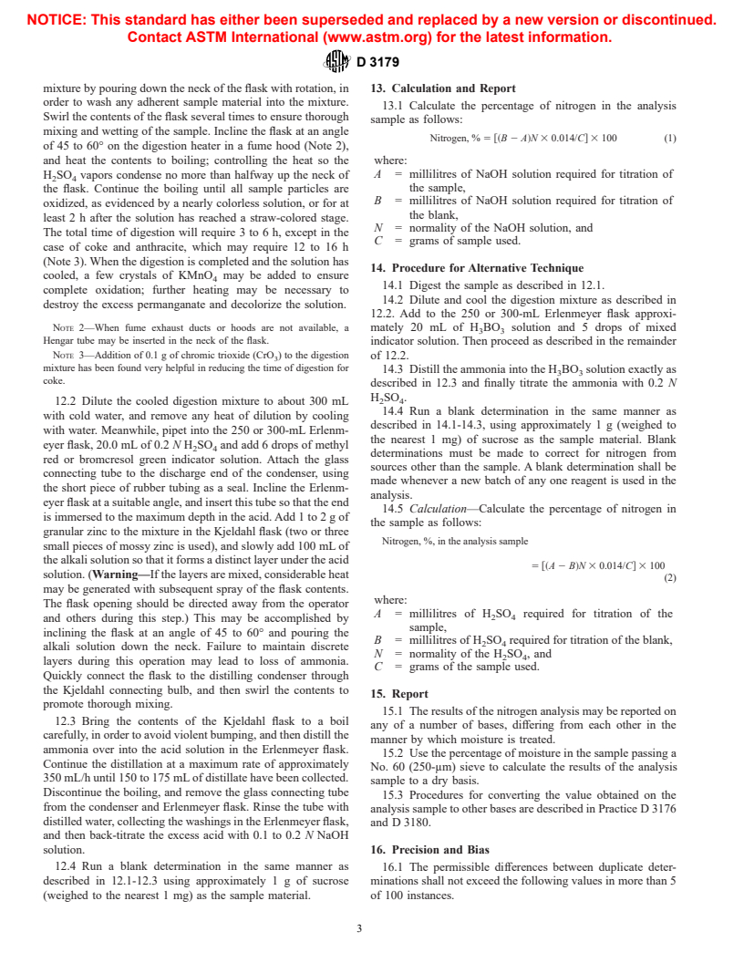 ASTM D3179-89(2002) - Standard Test Methods for Nitrogen in the Analysis Sample of Coal and Coke