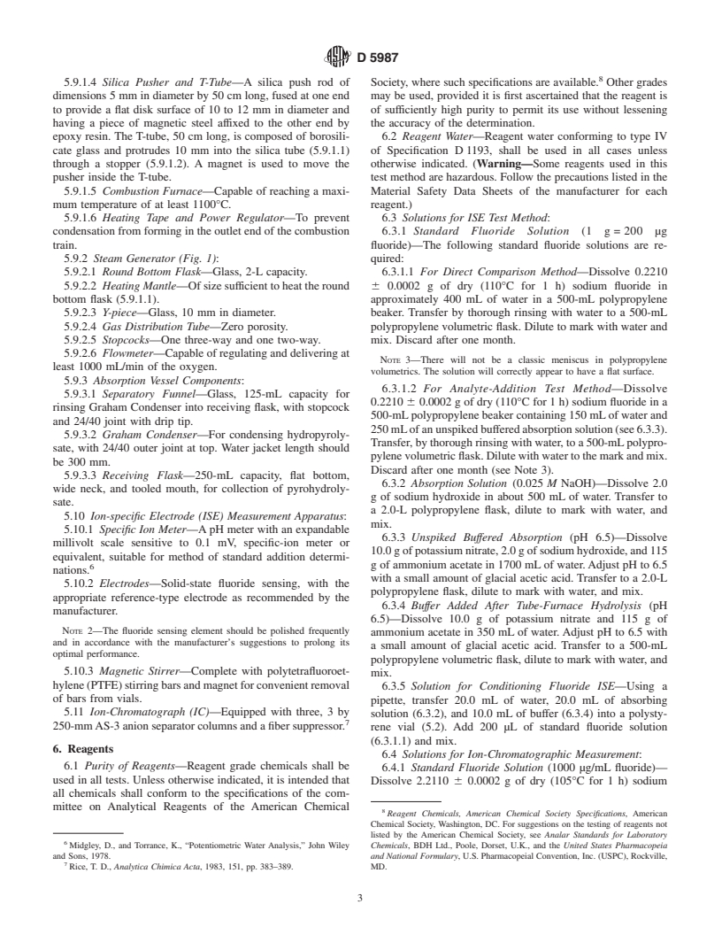 ASTM D5987-96(2002) - Standard Test Method for Total Fluorine in Coal and Coke by Pyrohydrolytic Extraction and Ion Selective Electrode or Ion Chromatograph Methods