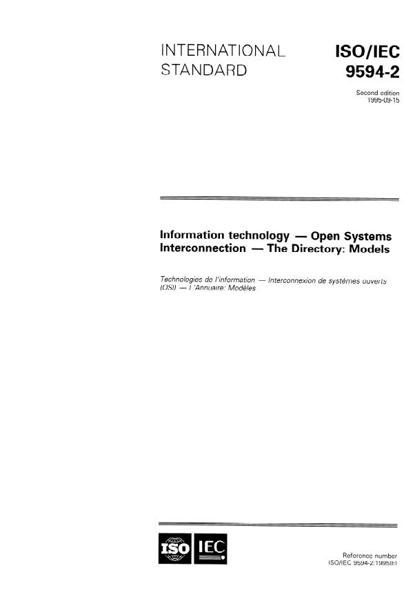 ISO/IEC 9594-2:1995 - Information technology -- Open Systems Interconnection -- The Directory: Models