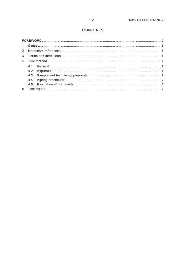 IEC 60811-411:2012 IEC 60811-411:2012 - Electric and optical fibre cables - Test methods for non-metallic materials - Part 411: Miscellaneous tests - Low-temperature brittleness of filling compounds - Page 4 preview