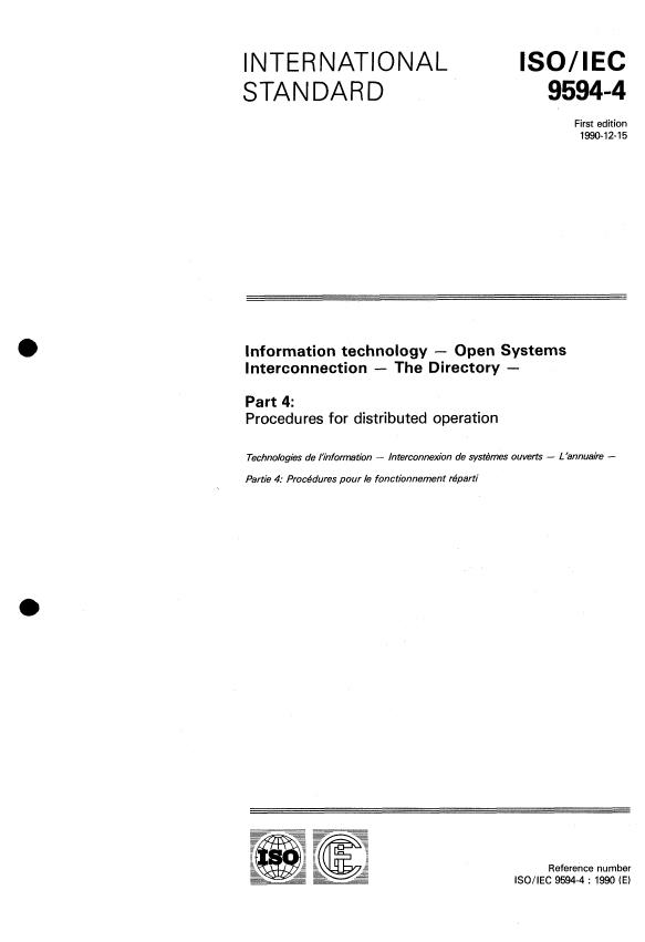 ISO/IEC 9594-4:1990 - Information technology -- Open Systems Interconnection -- The Directory
