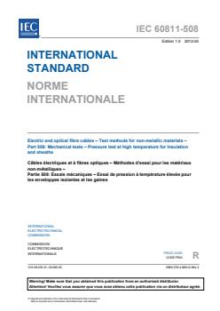 IEC 60811-508:2012 - Electric and optical fibre cables - Test methods for non-metallic materials - Part 508: Mechanical tests - Pressure test at high temperature for insulation and sheaths - Page 3 preview