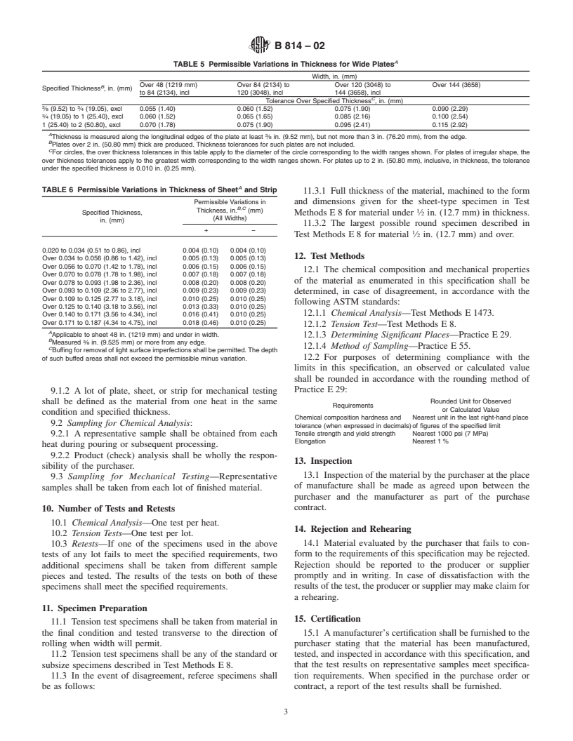 ASTM B814-02 - Standard Specification for Nickel-Chromium-Iron-Molybdenum-Tungsten Alloy (UNS N06920) Plate, Sheet,     and Strip