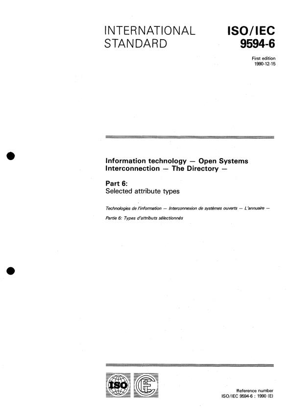 ISO/IEC 9594-6:1990 - Information technology -- Open Systems Interconnection -- The Directory