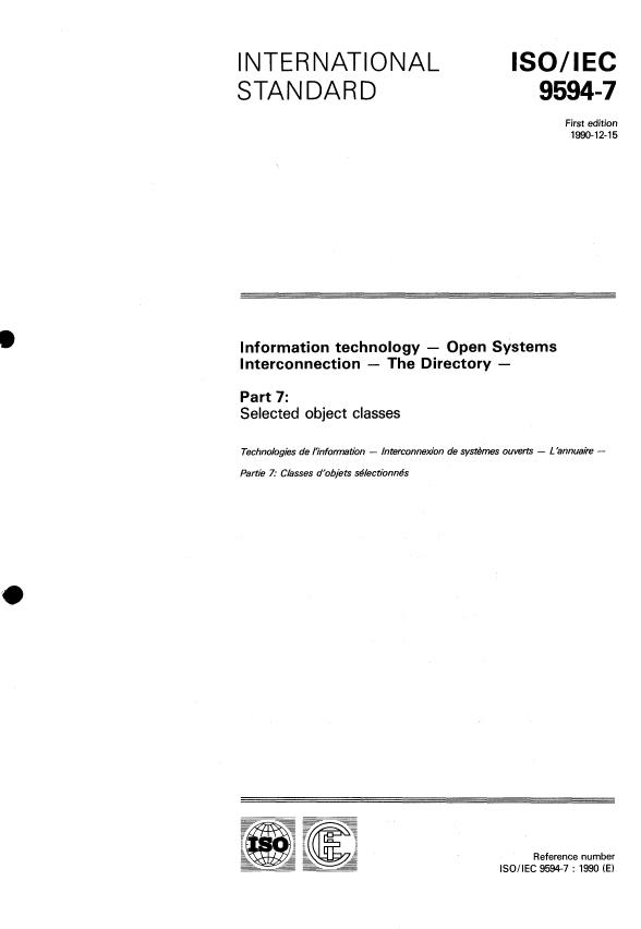 ISO/IEC 9594-7:1990 - Information technology -- Open Systems Interconnection -- The Directory