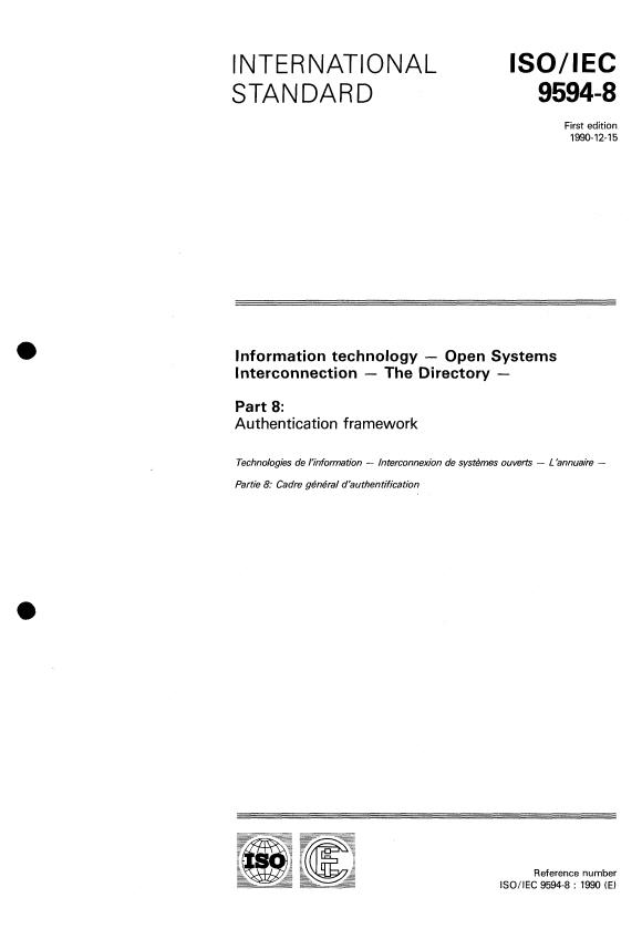 ISO/IEC 9594-8:1990 - Information technology -- Open Systems Interconnection -- The Directory