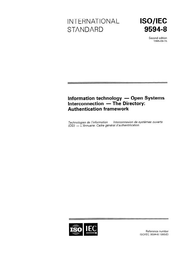 ISO/IEC 9594-8:1995 - Information technology -- Open Systems Interconnection -- The Directory: Authentication framework