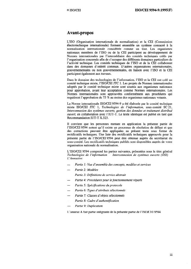 ISO/IEC 9594-9:1995 - Technologies de l'information -- Interconnexion de systemes ouverts (OSI) -- L'Annuaire: Duplication