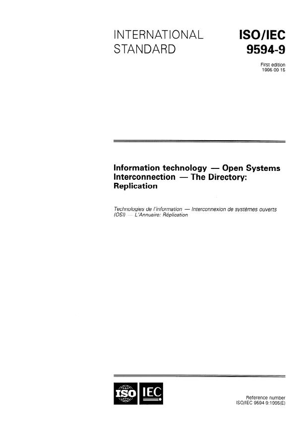 ISO/IEC 9594-9:1995 - Information technology -- Open Systems Interconnection -- The Directory: Replication