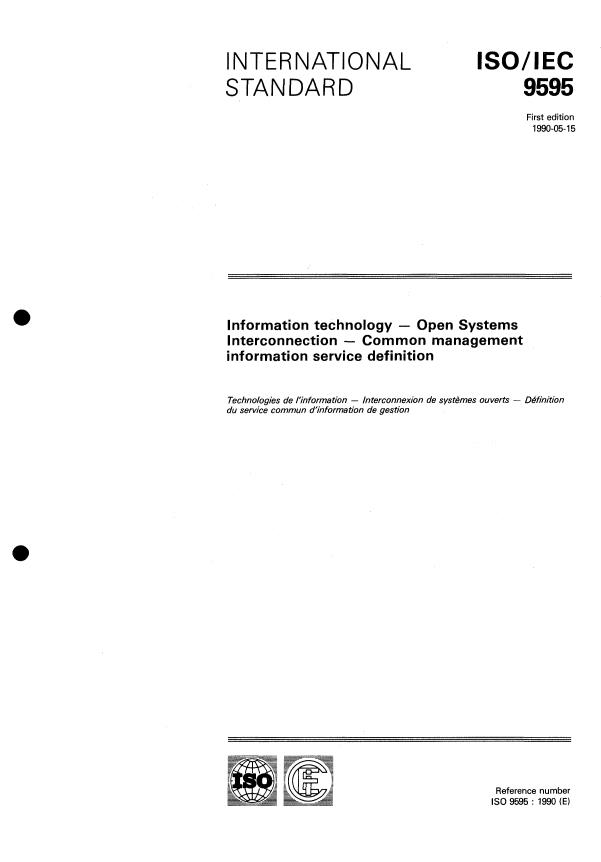 ISO/IEC 9595:1990 - Information technology -- Open Systems Interconnection -- Common management information service definition