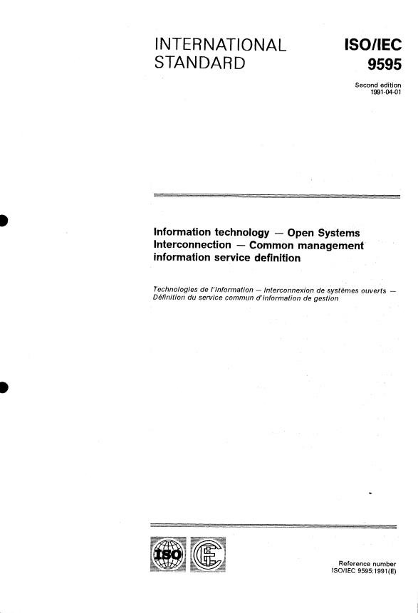 ISO/IEC 9595:1991 - Information technology -- Open systems Interconnection -- Common management information service definition
