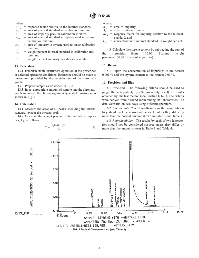 ASTM D5135-02 - Standard Test Method for Analysis of Styrene by Capillary Gas Chromatography