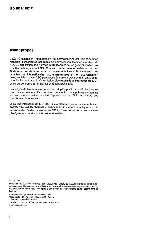 ISO 9624:1997 ISO 9624:1997 - Tubes en matieres thermoplastiques destinés a la pression -- Dimensions des collets et dimensions de raccordement des brides folles plates - Page 2 preview
