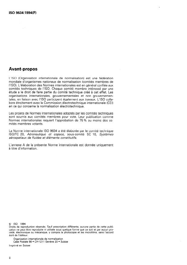 ISO 9634:1994 ISO 9634:1994 - Aéronautique et espace -- Systemes de fluides -- Dimensions des bouchons et capuchons de protection en matiere plastique - Page 2 preview