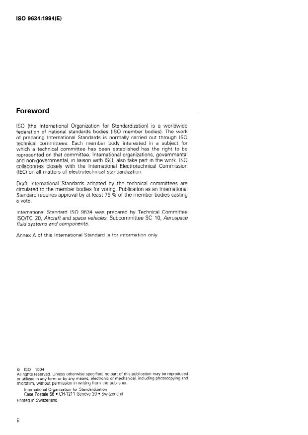 ISO 9634:1994 ISO 9634:1994 - Aerospace -- Fluid systems -- Dimensions of plastic protective caps and plugs - Page 2 preview