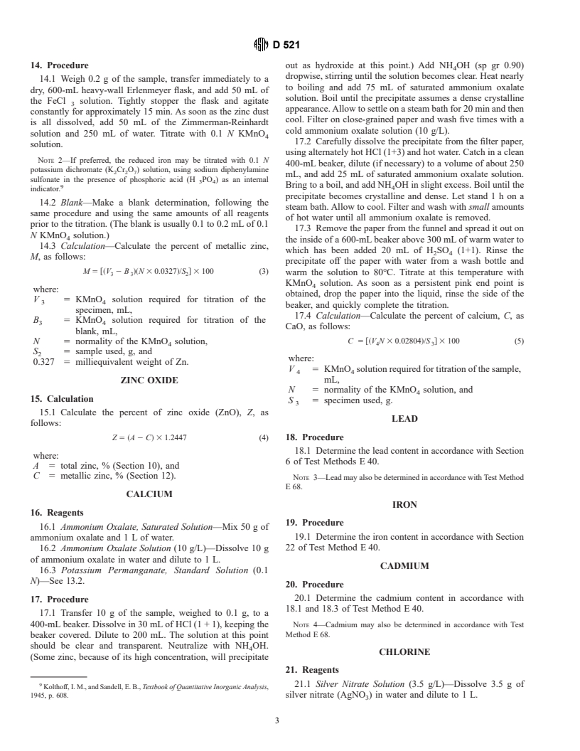 ASTM D521-90(1999) - Standard Test Methods for Chemical Analysis of Zinc Dust (Metallic Zinc Powder)