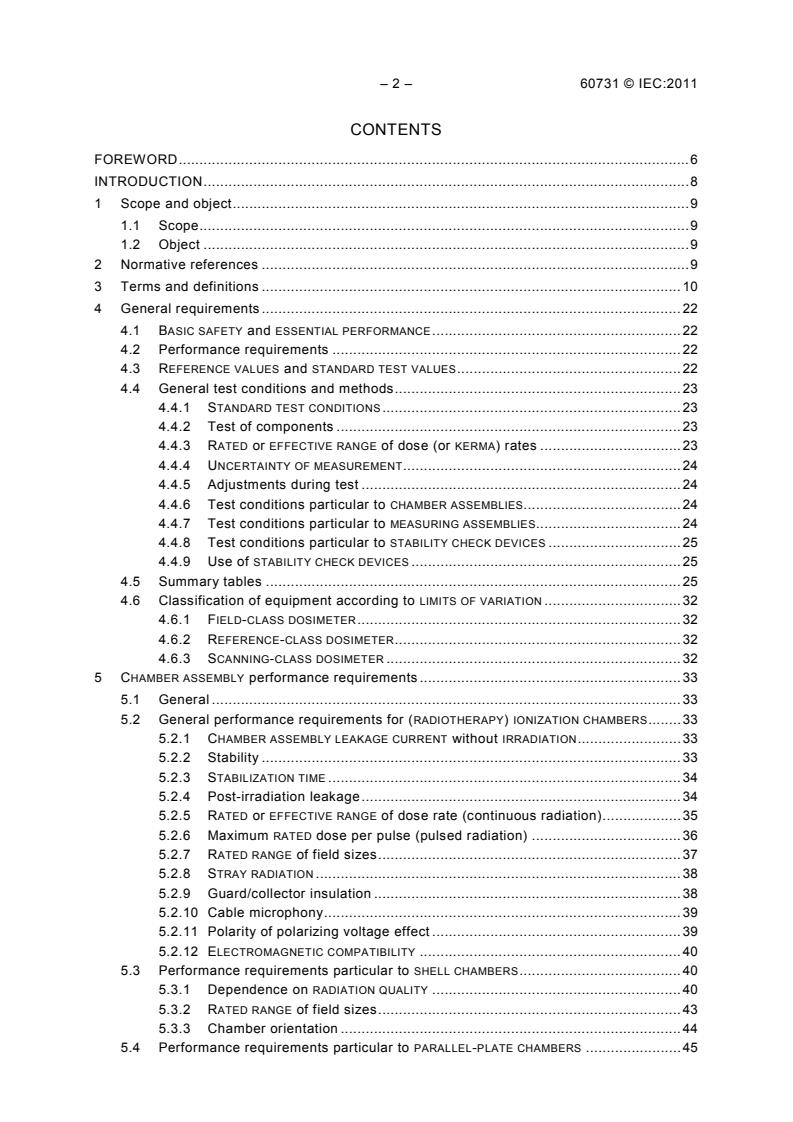 IEC 60731:2011 IEC 60731:2011 - Medical electrical equipment - Dosimeters with ionization chambers as used in radiotherapy - Page 4 preview