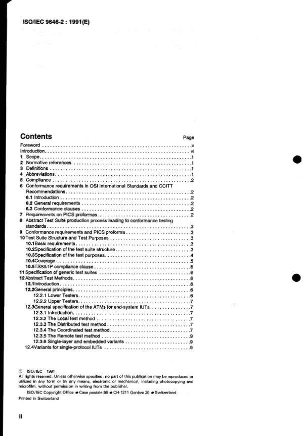 ISO/IEC 9646-2:1991 ISO/IEC 9646-2:1991 - Information technology -- Open Systems Interconnection -- Conformance testing methodology and framework - Page 2 preview