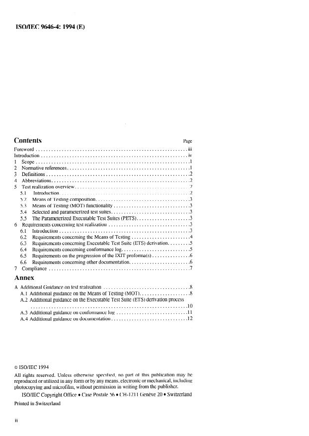 ISO/IEC 9646-4:1994 ISO/IEC 9646-4:1994 - Information technology -- Open Systems Interconnection -- Conformance testing methodology and framework - Page 2 preview