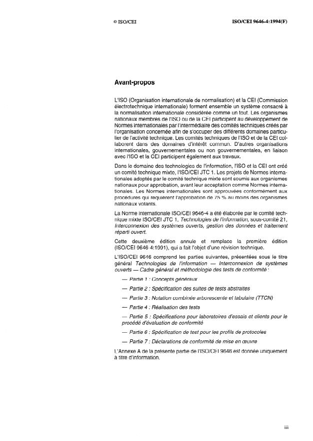 ISO/IEC 9646-4:1994 ISO/IEC 9646-4:1994 - Technologies de l'information -- Interconnexion de systemes ouverts (OSI) -- Cadre général et méthodologie des tests de conformité - Page 3 preview