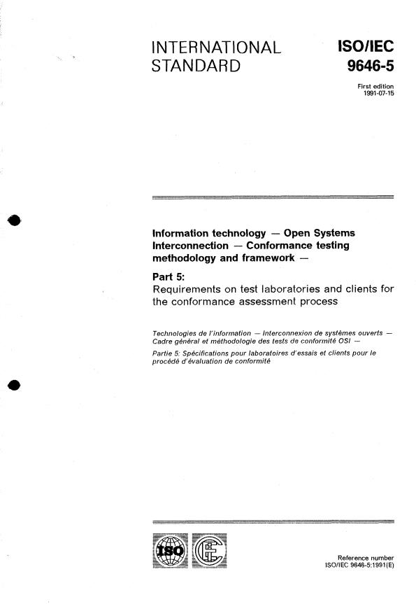 ISO/IEC 9646-5:1991 ISO/IEC 9646-5:1991 - Information technology -- Open Systems Interconnection -- Conformance testing methodology and framework - Page 1 preview