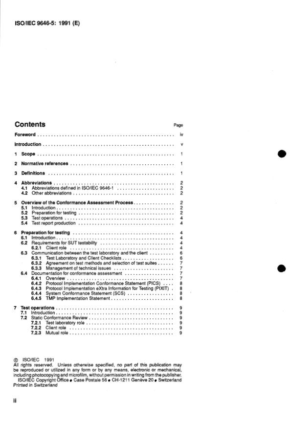 ISO/IEC 9646-5:1991 ISO/IEC 9646-5:1991 - Information technology -- Open Systems Interconnection -- Conformance testing methodology and framework - Page 2 preview