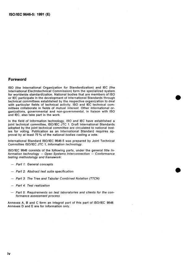 ISO/IEC 9646-5:1991 ISO/IEC 9646-5:1991 - Information technology -- Open Systems Interconnection -- Conformance testing methodology and framework - Page 4 preview