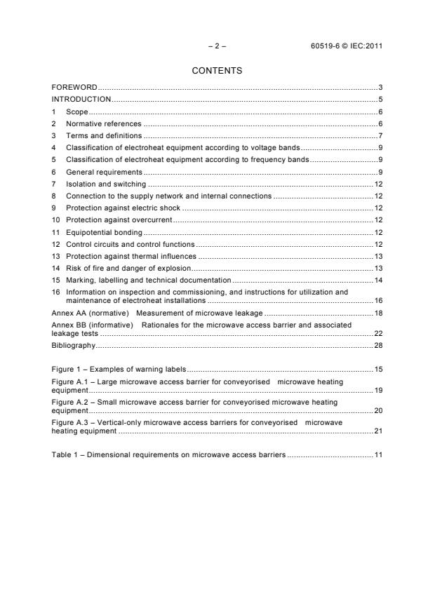 IEC 60519-6:2011 IEC 60519-6:2011 - Safety in electroheat installations - Part 6: Specifications for safety in industrial microwave heating equipment - Page 4 preview