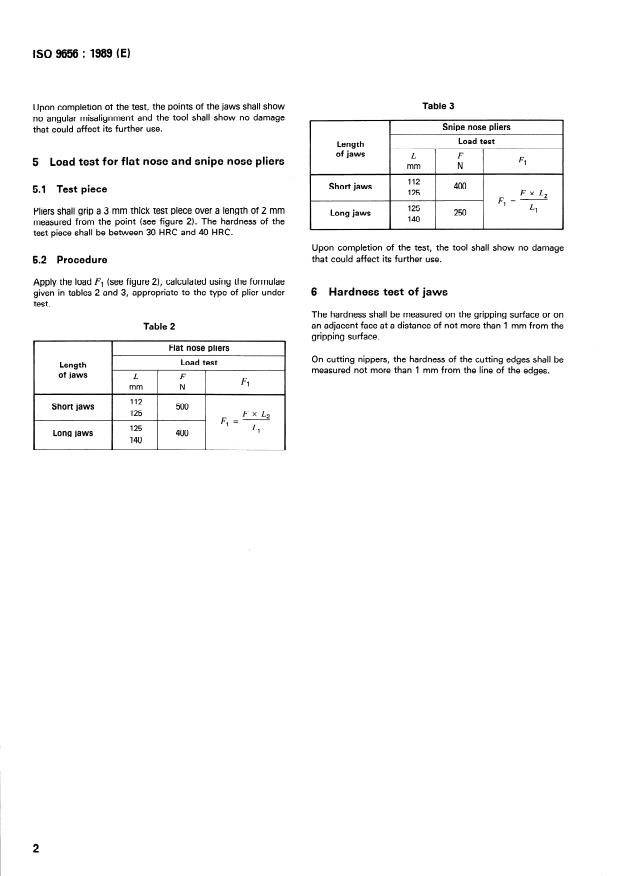 ISO 9656:1989 ISO 9656:1989 - Pliers and nippers for electronics -- Test methods - Page 4 preview