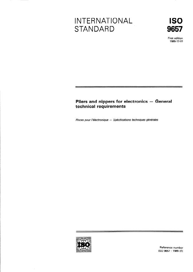 ISO 9657:1989 - Pliers and nippers for electronics -- General technical requirements