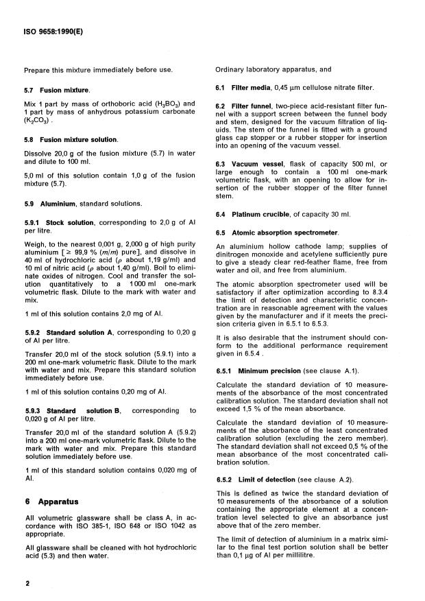 ISO 9658:1990 ISO 9658:1990 - Steel -- Determination of aluminium content -- Flame atomic absorption spectrometric method - Page 4 preview
