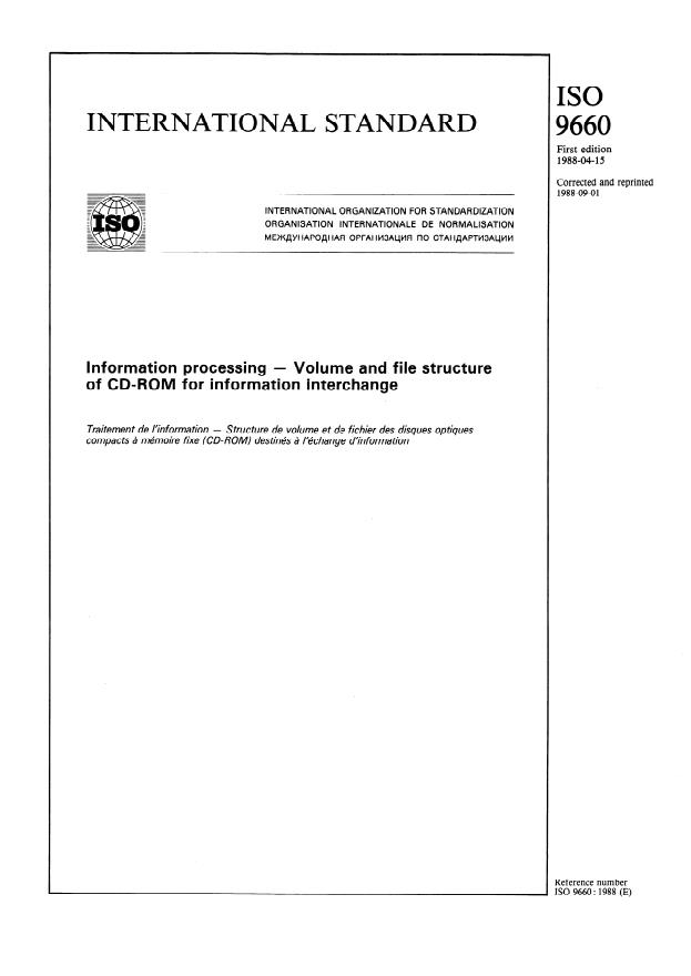 ISO 9660:1988 - Information processing -- Volume and file structure of CD-ROM for information interchange