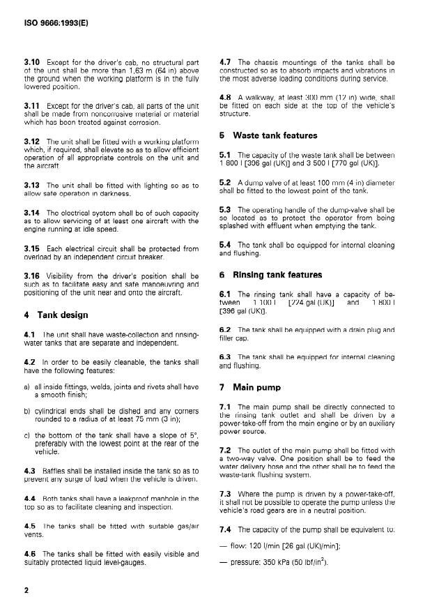 ISO 9666:1993 ISO 9666:1993 - Aircraft -- Self-propelled lavatory-servicing vehicle -- Functional requirements - Page 4 preview