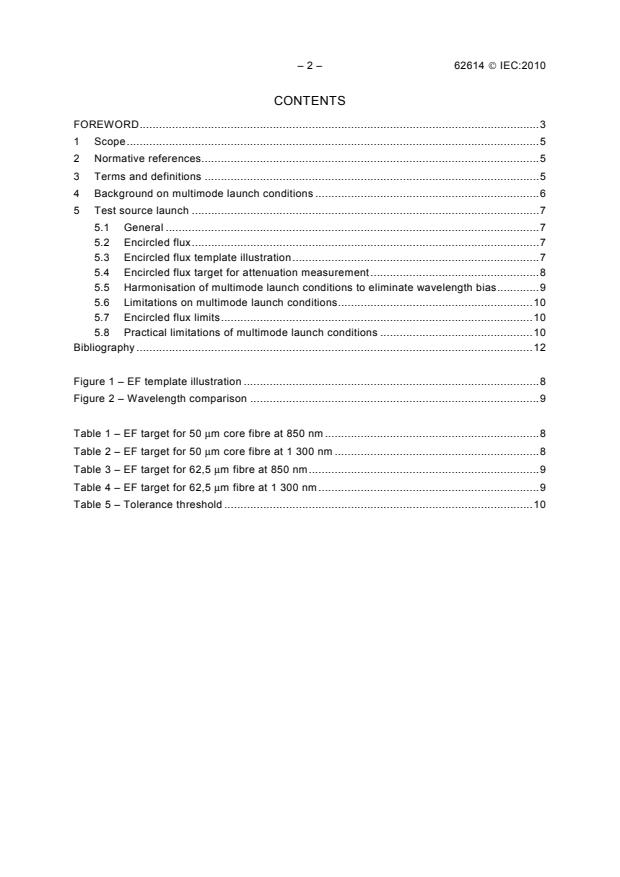 IEC 62614:2010 IEC 62614:2010 - Fibre optics - Launch condition requirements for measuring multimode attenuation - Page 4 preview