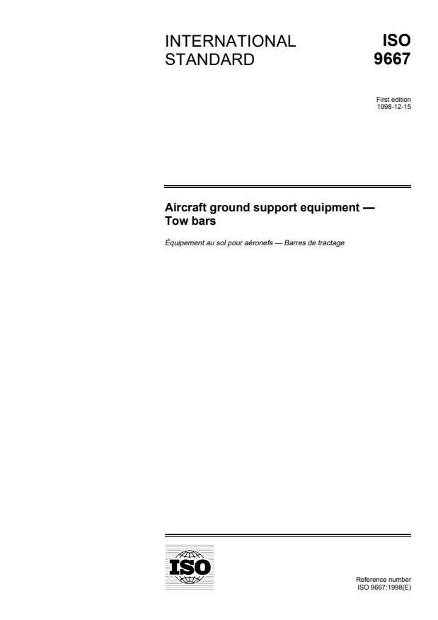 ISO 9667:1998 - Aircraft ground support equipment -- Tow bars