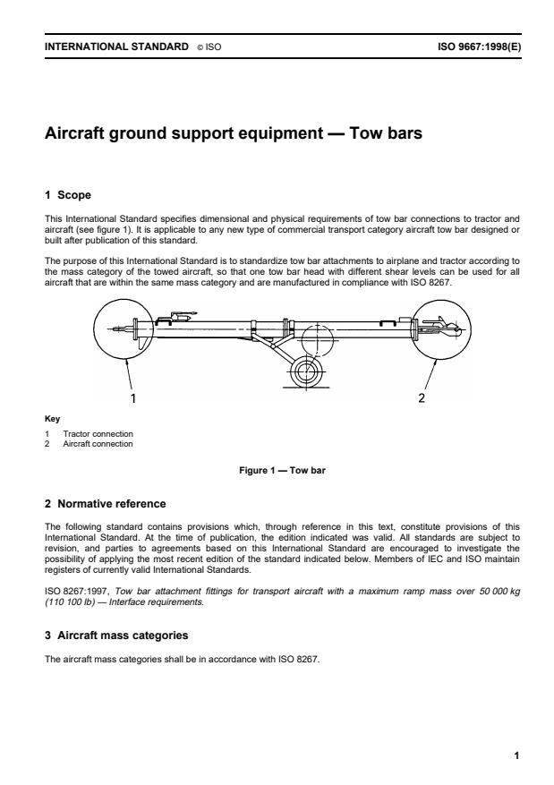 ISO 9667:1998 - Aircraft ground support equipment -- Tow bars