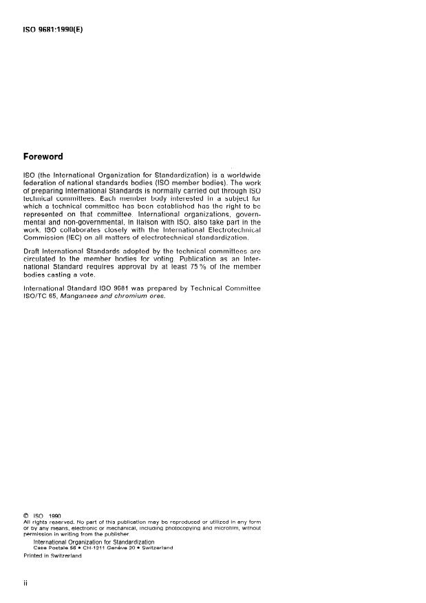 ISO 9681:1990 ISO 9681:1990 - Manganese ores and concentrates -- Determination of iron content -- Flame atomic absorption spectrometric method - Page 2 preview