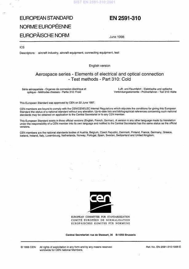 EN 2591-310:1998 EN 2591-310:2001 - Page 3 preview