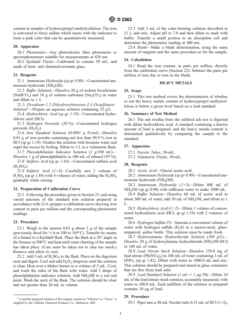 ASTM D2363-79(1995)e1 - Standard Test Methods for Hydroxypropyl Methylcellulose