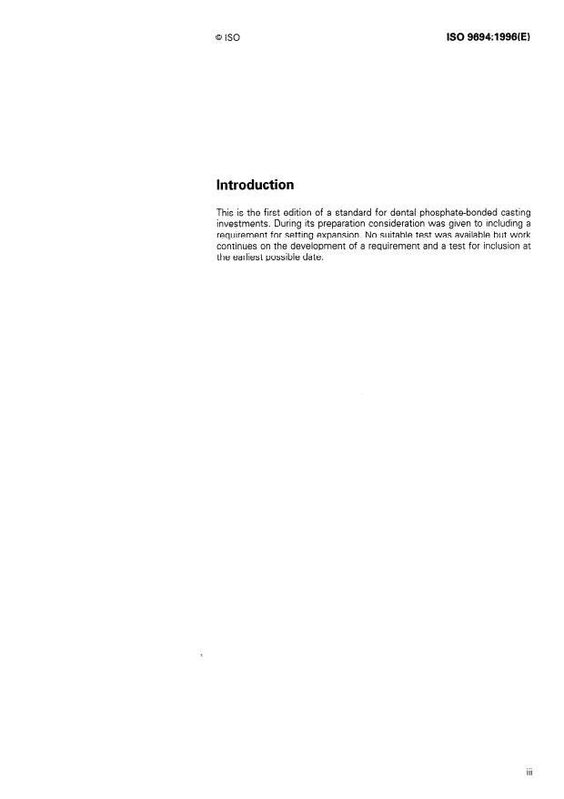 ISO 9694:1996 - Dental phosphate-bonded casting investments