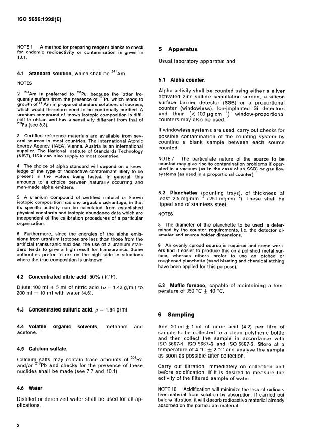 ISO 9696:1992 ISO 9696:1992 - Water quality -- Measurement of gross alpha activity in non-saline water -- Thick source method - Page 4 preview